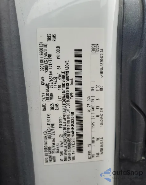 2017 Ford Transit T-150 из США, поврежденный, VIN 1FTYE2CM4HKB03548